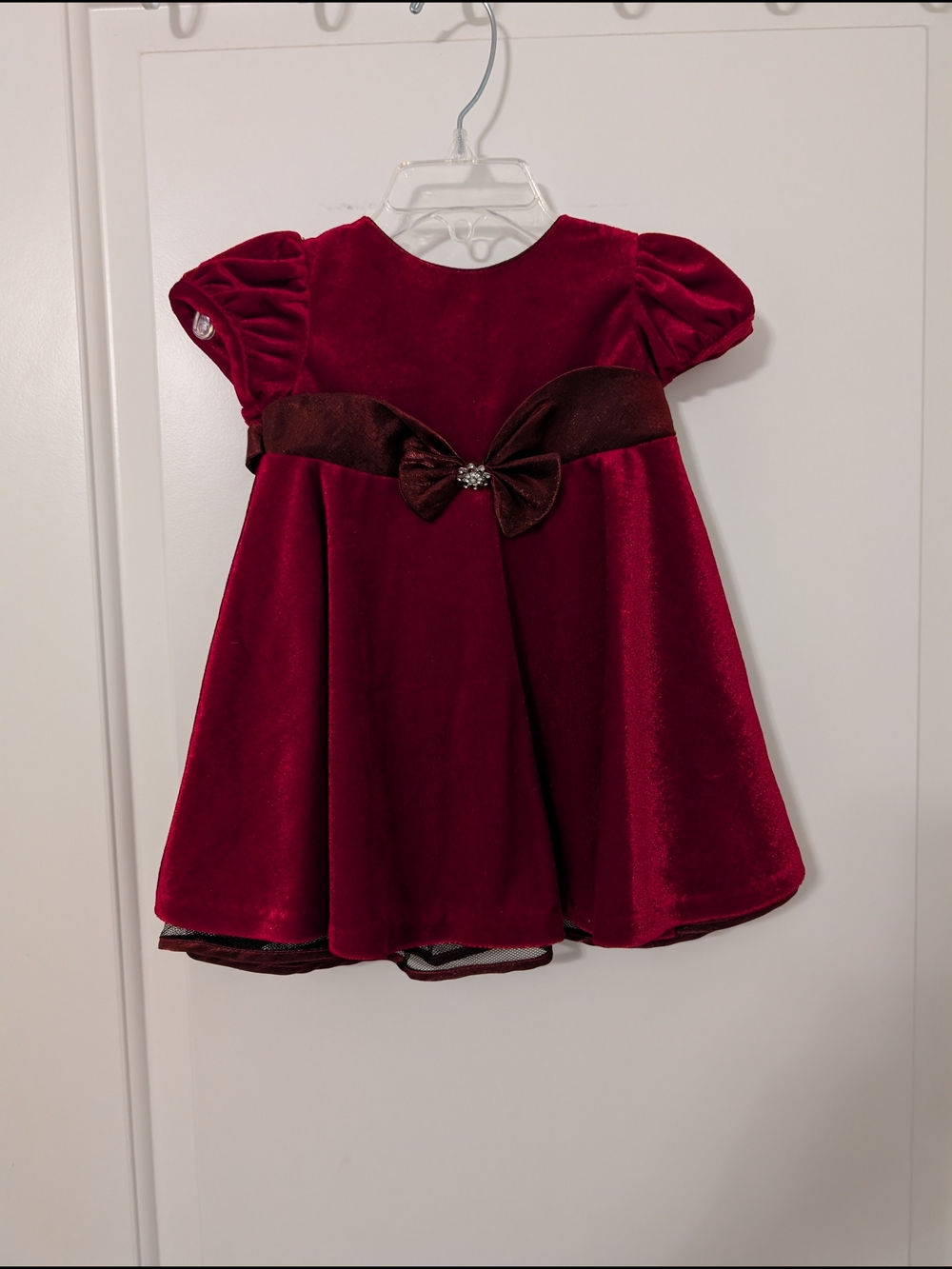 💥3/$24 Vintage Bonnie Jean Red Velvet Holiday Dress with Sash